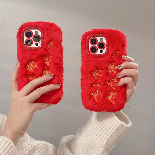 A New Year Red Plush Fortune Case