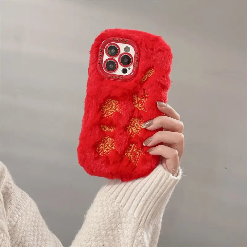 A New Year Red Plush Fortune Case